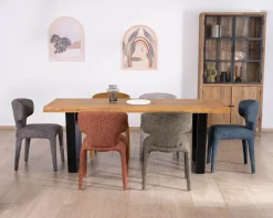 Meuble House Table de repas en teck recyclé massif “Lasia” design contemporain et pieds métal noir Online