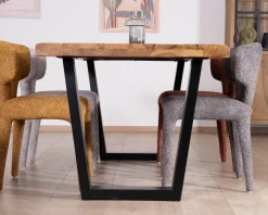Meuble House Table de repas en teck recyclé massif “Lasia” design contemporain et pieds métal noir Online