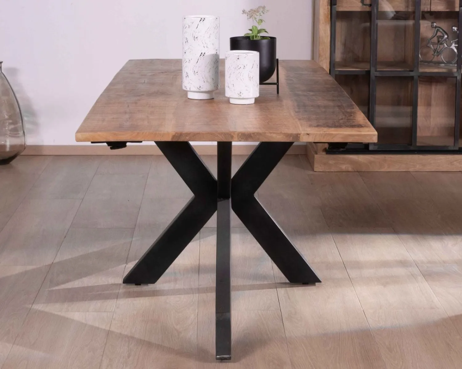 Meuble House Table de repas extensible 180-260cm pied étoile bois métal "Caractère" Hot