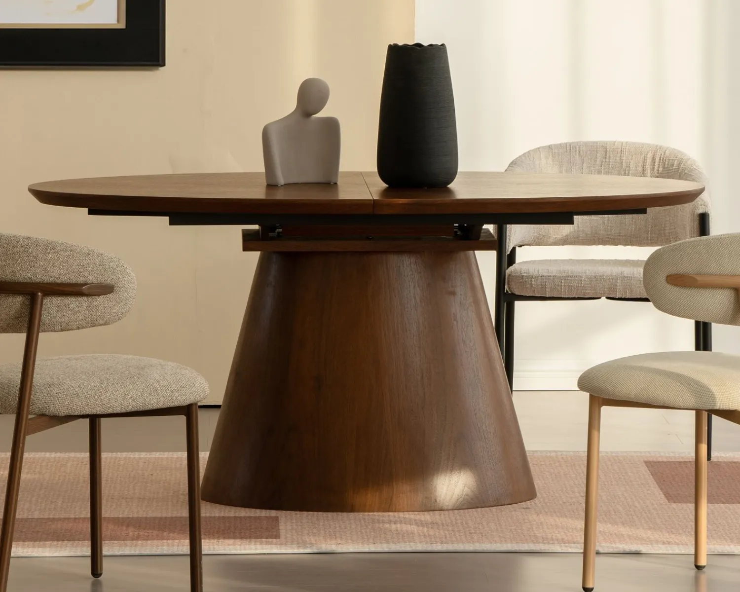 Meuble House Table de repas extensible 160–200 cm teinte noyer "Oria" forme ovale Online