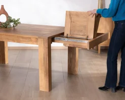 Meuble House Table de repas extensible en manguier teinte chêne clair