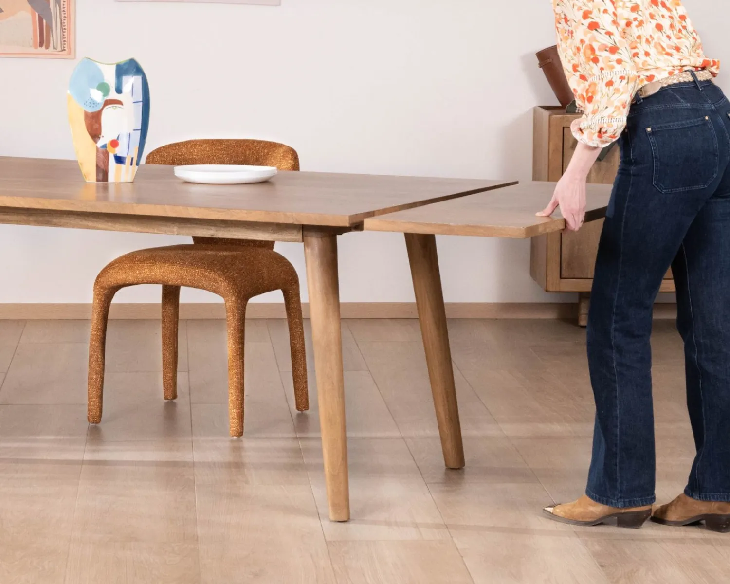 Meuble House Table de repas extensible esprit rétro 180 cm en manguier massif naturel "Odely" Discount