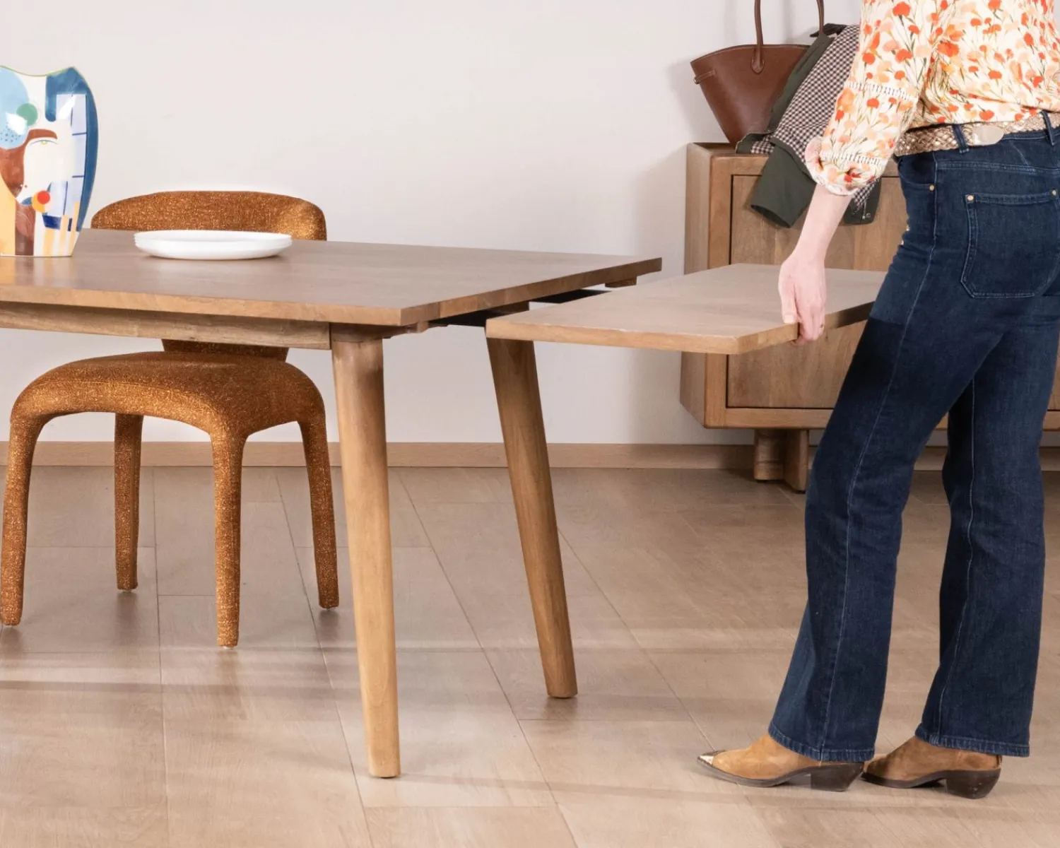 Meuble House Table de repas extensible esprit rétro 180 cm en manguier massif naturel "Odely" Discount