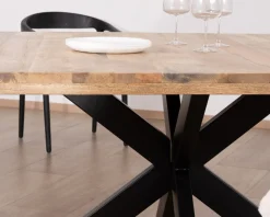 Meuble House Table de repas industrielle carrée 150x150cm métal et bois