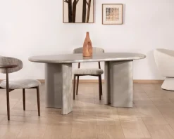 Meuble House Table de repas ovale 180 cm design moderne et épuré beige "Odyna" Discount