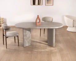 Meuble House Table de repas ovale 180 cm design moderne et épuré beige