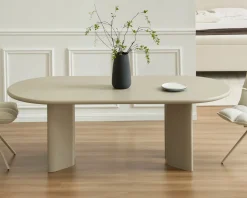 Meuble House Table de repas ovale 180 cm design moderne et épuré beige