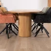 Meuble House Table de repas ovale 220 cm et pieds ronds cannelés en chêne huilé "Winton" style rétro Online