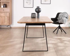 Meuble House Table de repas rectangulaire design aéré en acacia et piètement métal noir "Puzzle" 175 cm Sale