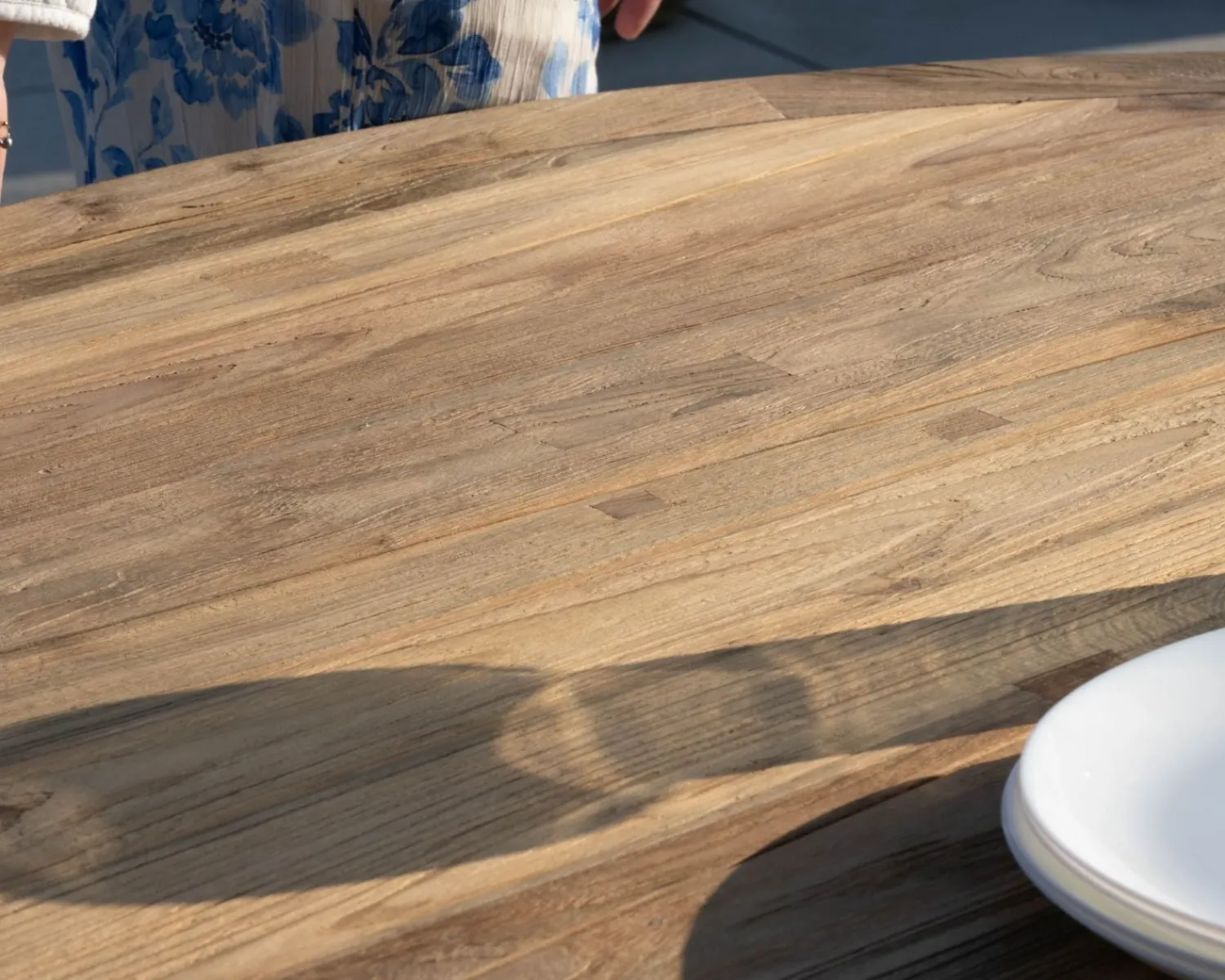 Meuble House Table de repas ronde pour extérieur en teck et aluminium "Ozone" 130 cm Online