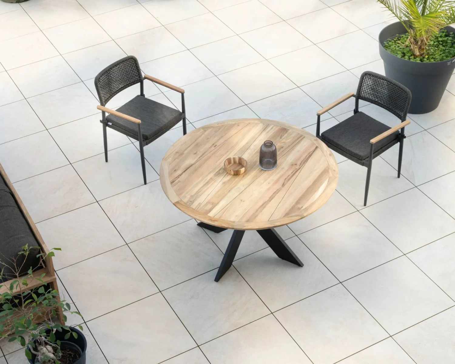 Meuble House Table de repas ronde pour extérieur en teck et aluminium "Ozone" 130 cm Online