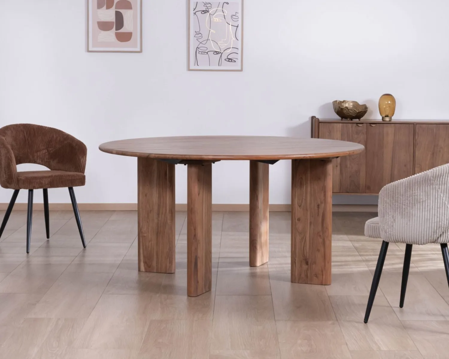 Meuble House Table de repas ronde style japandi "Yona" 150 cm Clearance