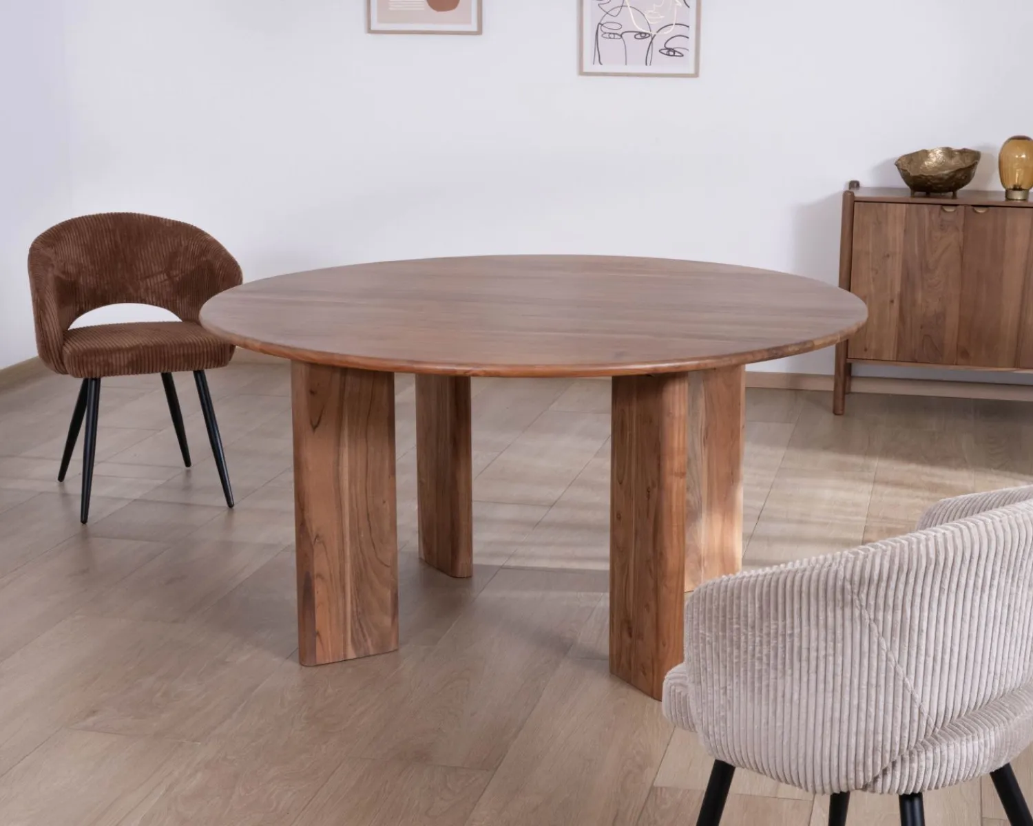 Meuble House Table de repas ronde style japandi "Yona" 150 cm Clearance