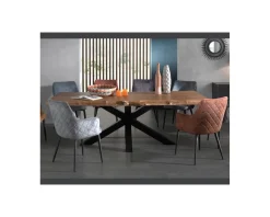 Meuble House Table de repas XXL avec plateau en teck recyclé et pieds étoile 280cm "Valley" Best