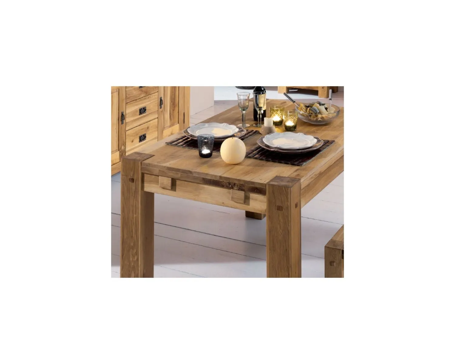 Meuble House Table de salle à manger "Lodge Casita" 150cm en chêne massif huilé Hot