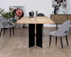 Meuble House Table de salle à manger manguier massif 240cm piètement design bois et métal noir "Saturne coeval"