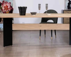 Meuble House Table de salle à manger manguier massif 240cm piètement design bois et métal noir 