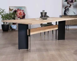 Meuble House Table de salle à manger manguier massif 240cm piètement design bois et métal noir 