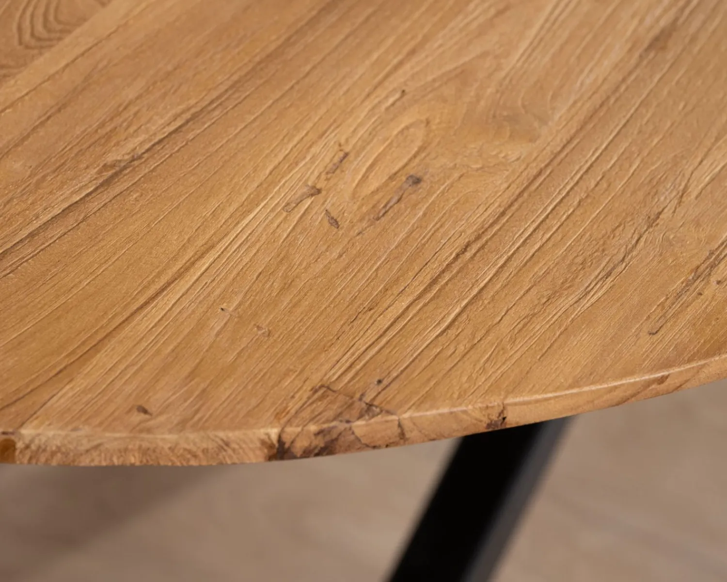 Meuble House Table de salle à manger ovale en teck naturel "Bahia" pieds mikado métal New