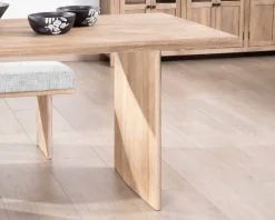 Meuble House Table de salle à manger rectangulaire 180cm en manguier sablé pieds latéraux pleins