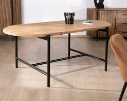 Meuble House Table de salle à manger vintage en teck et métal "Troms" 200 x 100 cm New