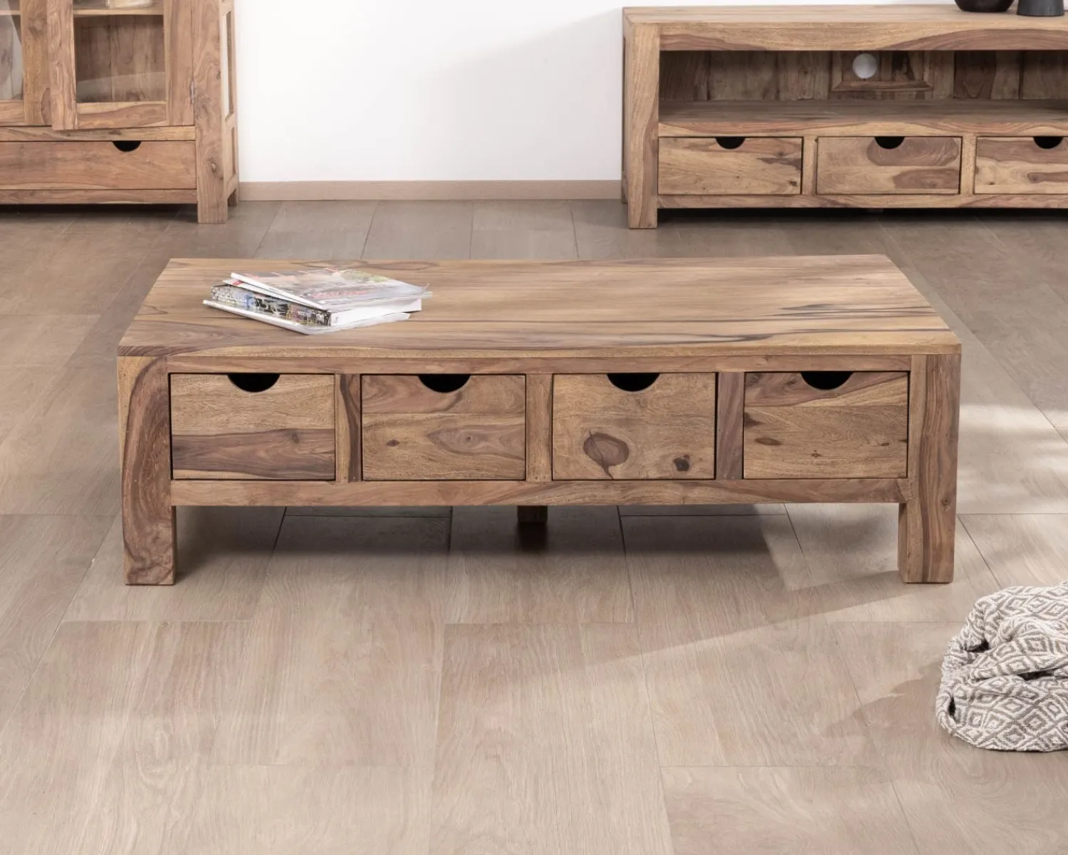 Meuble House Table de salon 135 cm avec tiroirs recto-verso "Kalanohé" en palissandre Hot