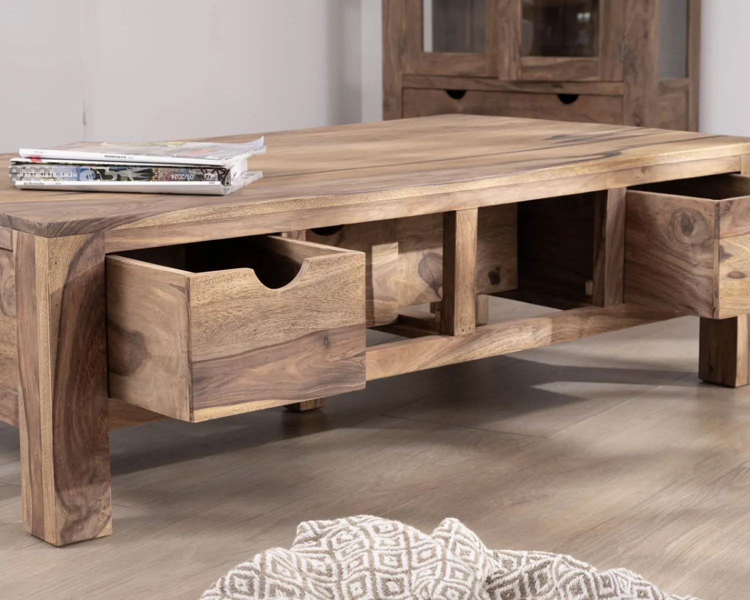 Meuble House Table de salon 135 cm avec tiroirs recto-verso "Kalanohé" en palissandre Hot