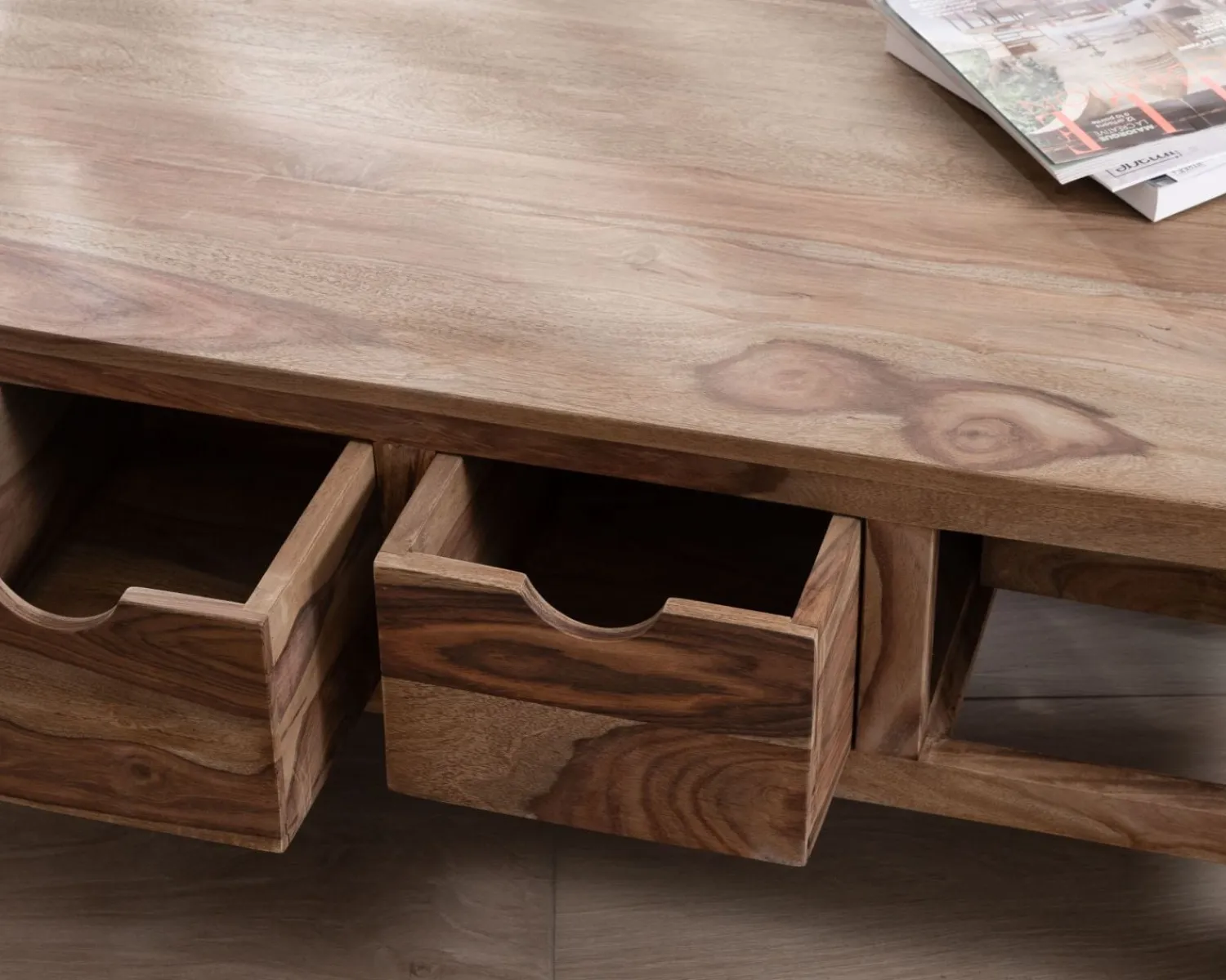 Meuble House Table de salon 135 cm avec tiroirs recto-verso "Kalanohé" en palissandre Hot