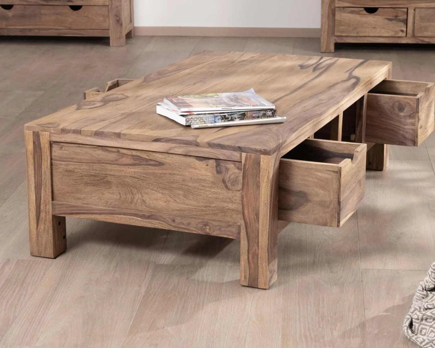 Meuble House Table de salon 135 cm avec tiroirs recto-verso "Kalanohé" en palissandre Hot
