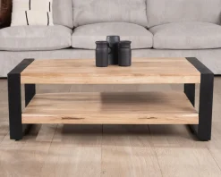 Meuble House Table de salon 120 cm à double plateau métal et bois "Montréal" Best