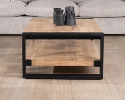 Meuble House Table de salon 120 cm à double plateau métal et bois