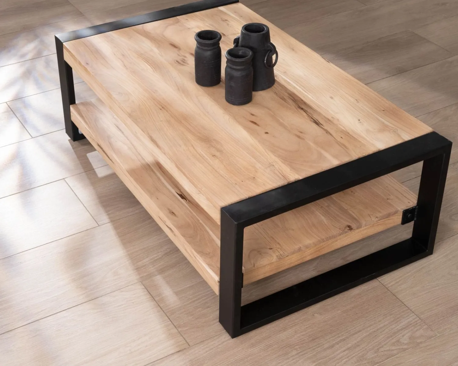 Meuble House Table de salon 120 cm à double plateau métal et bois "Montréal" Best