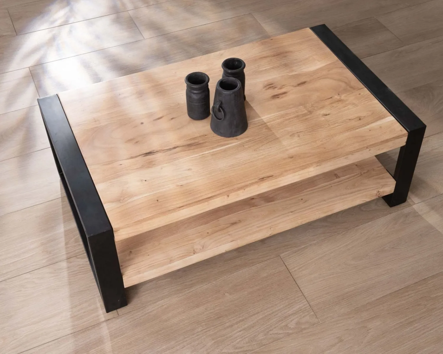 Meuble House Table de salon 120 cm à double plateau métal et bois "Montréal" Best