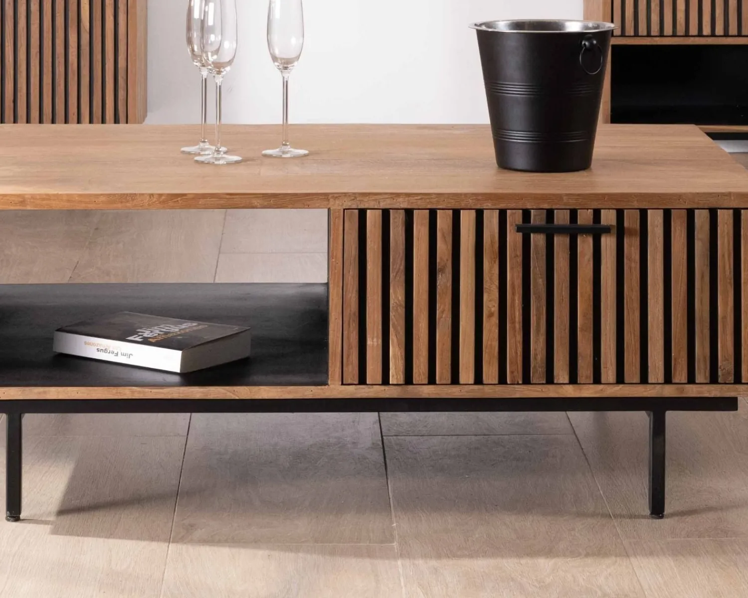 Meuble House Table de salon 120 cm en teck recyclé "Opland" style rétro Clearance