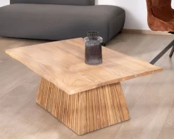 Meuble House Table de salon design "Elki" en acacia avec pied central Outlet
