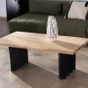 Meuble House Table de salon design en acacia naturel et pieds métal plissés "Audacio" Outlet