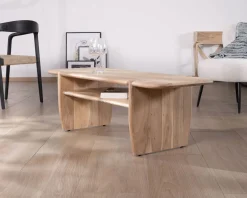 Meuble House Table de salon design épuré en acacia avec niche "Trudy" 120 cm Discount