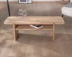 Meuble House Table de salon design épuré en acacia avec niche 