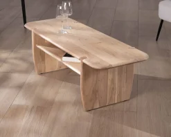 Meuble House Table de salon design épuré en acacia avec niche 