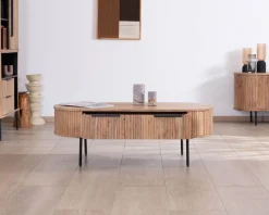 Meuble House Table de salon ovale design newtro avec grand tiroir traversant "Bopee" Outlet
