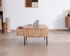 Meuble House Table de salon ovale design newtro avec grand tiroir traversant 