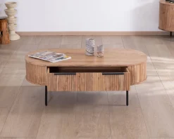 Meuble House Table de salon ovale design newtro avec grand tiroir traversant 