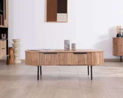 Meuble House Table de salon ovale design newtro avec grand tiroir traversant 