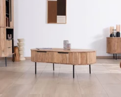 Meuble House Table de salon ovale design newtro avec grand tiroir traversant 