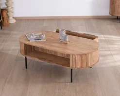 Meuble House Table de salon ovale design newtro avec grand tiroir traversant 