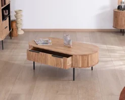 Meuble House Table de salon ovale design newtro avec grand tiroir traversant 