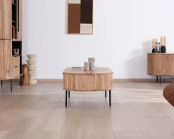Meuble House Table de salon ovale design newtro avec grand tiroir traversant 