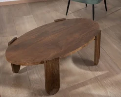 Meuble House Table de salon ovale en manguier pieds cannelés "Loopie" Sale