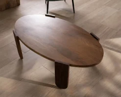 Meuble House Table de salon ovale en manguier pieds cannelés