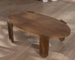 Meuble House Table de salon ovale en manguier pieds cannelés